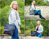 Umhängetasche Ledertasche Damen Schultertasche Leder dunkelgrau LE0066