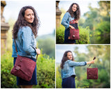 Umhängetasche Ledertasche Damen Schultertasche Wildleder bordeaux LE3027