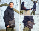 Umhängetasche Schultertasche Crossbag Damen Herren Leder dunkelbraun LE3015
