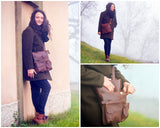 Umhängetasche Schultertasche Damen Herren Used Look Leder braun LE3011