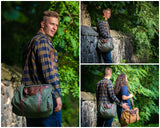 kleine Reisetasche Weekender Canvas Leder 45cm grün LE2009