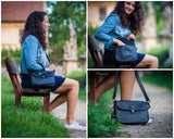 kleine Schultertasche Umhängetasche Leder Rindsleder schwarz LE3041