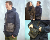 kleine Umhängetasche Schultertasche Freizeit Leder dunkelbraun LE3042