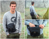 kleine Freizeittasche Umhängetasche Schultertasche Leder schwarz LE3042