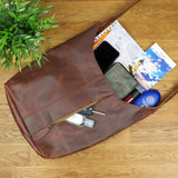 große Umhängetasche Schultertasche Beuteltasche Damentasche Leder braun LE0055