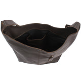 große Umhängetasche Schultertasche Beuteltasche Damentasche Leder dunkelbraun LE0055