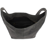 große Umhängetasche Schultertasche Beuteltasche Damentasche Leder grau LE0055