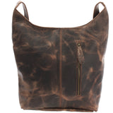 große Umhängetasche Schultertasche Beuteltasche Damentasche Leder schlamm LE0055