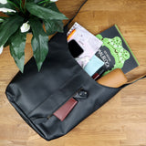 große Umhängetasche Schultertasche Beuteltasche Damentasche Leder schwarz LE0055