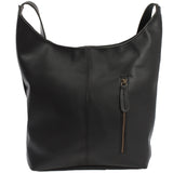 große Umhängetasche Schultertasche Beuteltasche Damentasche Leder schwarz LE0055