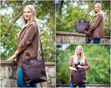 großer Umhängetasche Henkeltasche Leder dunkelbraun LE0069