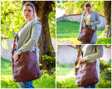 großer Shopper Henkeltasche Damentasche Leder braun LE0069