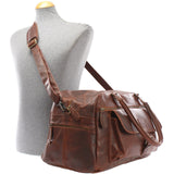 kleine Reisetasche Handgepäck Weekender Leder 47cm braun LE2023