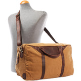 kleiner Weekender Sporttasche Canvas Leder 45cm cognac LE2009
