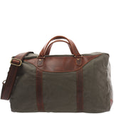 kleine Reisetasche Weekender Canvas Leder 45cm grün LE2009