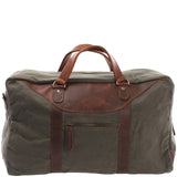 kleine Reisetasche Weekender Canvas Leder 45cm grün LE2009