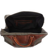 kleine Reisetasche Weekender Canvas Leder 45cm grün LE2009