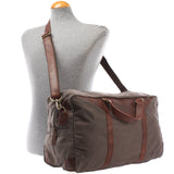 kleine Reisetasche Handgepäck Canvas Leder 45cm grau LE2009