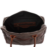 Handgepäck Arbeitstasche Damen Herren Leder Canvas grau LE2007