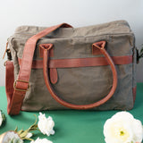 Handgepäck Arbeitstasche Damen Herren Leder Canvas grau LE2007