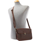 kleine Schultertasche Ledertasche Damentasche Leder braun LE3041