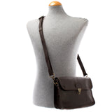 kleine Umhängetasche Ledertasche Leder dunkelbraun LE3041