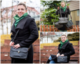 kleine Damentasche Umhängetasche Leder grau LE3041