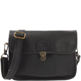 kleine Schultertasche Umhängetasche Leder Rindsleder schwarz LE3041