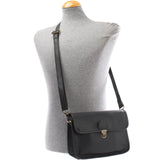 kleine Schultertasche Umhängetasche Leder Rindsleder schwarz LE3041