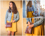 kleine Schultertasche Umhängetasche Damentasche Leder braun LE3082