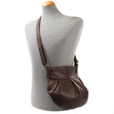 kleine Damentasche Umhängetasche Leder dunkelbraun LE0070