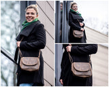 kleine Umhängetasche Damentasche Leder schlamm LE3047