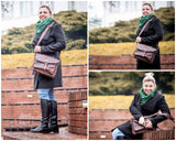 kleine Umhängetasche Schultertasche Damen Herren Leder braun LE3023