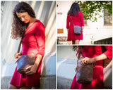 kleine Umhängetasche Schultertasche Freizeittasche Leder braun LE3049