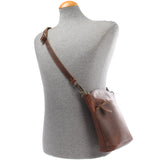 kleine Umhängetasche Schultertasche Freizeittasche Leder braun LE3049