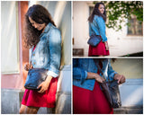 kleine Umhängetasche Schultertasche Freizeittasche Leder dunkelbraun LE3049