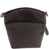 kleine Umhängetasche Schultertasche Freizeittasche Leder dunkelbraun LE3049