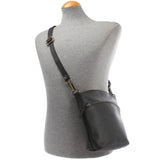 kleine Umhängetasche Schultertasche Freizeittasche Leder schwarz LE3049