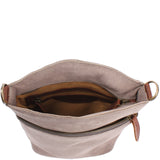 kleine Umhängetasche Schultertasche Freizeittasche Wildleder grau LE3049