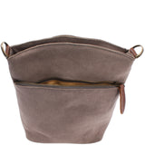 kleine Umhängetasche Schultertasche Freizeittasche Wildleder grau LE3049