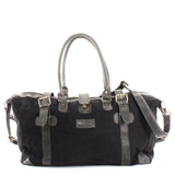 kleiner Weekender Handgepäck Damen Herren Leder Canvas schwarz LE2008