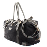 kleiner Weekender Handgepäck Damen Herren Leder Canvas schwarz LE2008