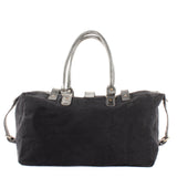 kleiner Weekender Handgepäck Damen Herren Leder Canvas schwarz LE2008