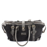 kleiner Weekender Handgepäck Damen Herren Leder Canvas schwarz LE2008