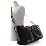 kleiner Weekender Handgepäck Damen Herren Leder Canvas schwarz LE2008