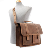 große Aktentasche Lehrertasche DIN A4 Leder braun LE3030