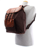 Rucksack Freizeitrucksack Wanderrucksack Leder Canvas mokka LE1010