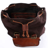 Rucksack Freizeitrucksack Wanderrucksack Leder Canvas mokka LE1010