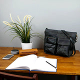 Schultertasche Umhängetasche Ledertasche Leder grau LE0039