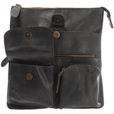 Umhängetasche Schultertasche Damen Herren Used Look Leder grau LE3011